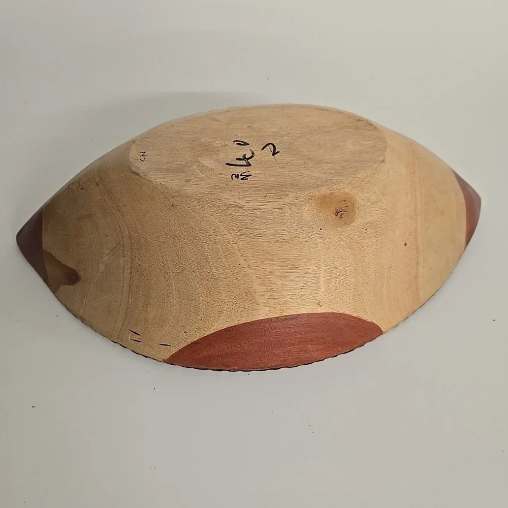 Handcrafted Decorative Carved Wood Oval Elephant Bowl 14x9x3 African Kenya Art